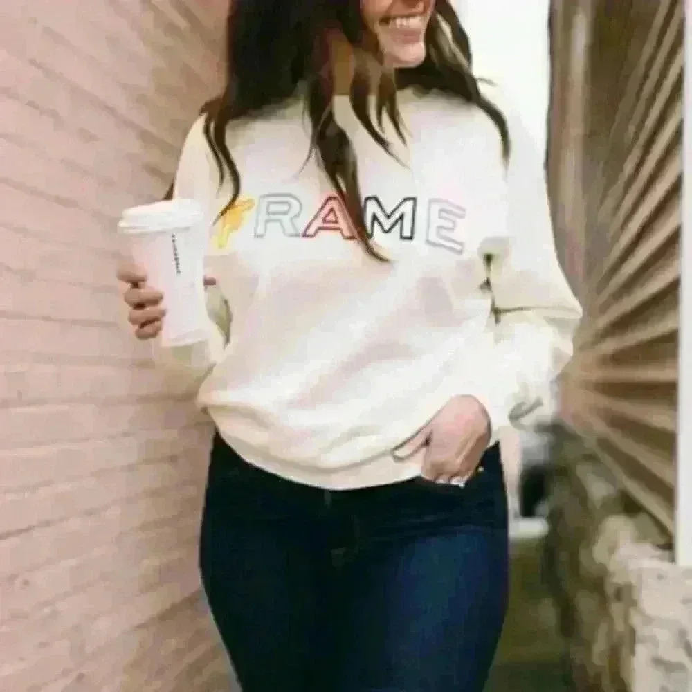 FRAME Embroidered Logo Raglan Pullover Sweatshirt - Picture 8 of 16